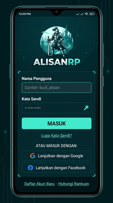 Tampilan halaman login alisanrp