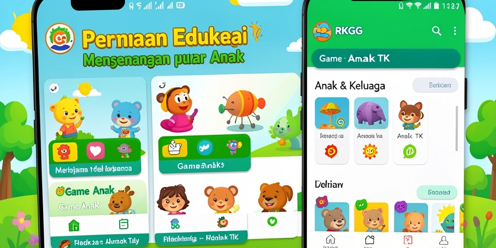 Tampilan antarmuka aplikasi Game Anak TK yang ceria dan interaktif.
