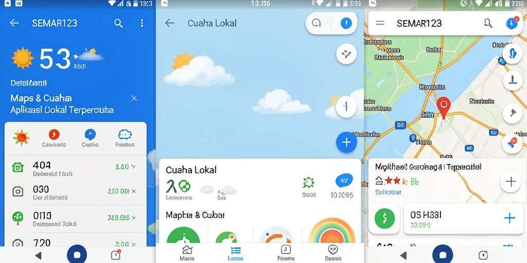 Tampilan utama SEMAR123 dengan informasi cuaca lokal.