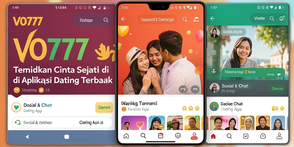 Tampilan antarmuka pengguna aplikasi Dating VO777 yang menarik.